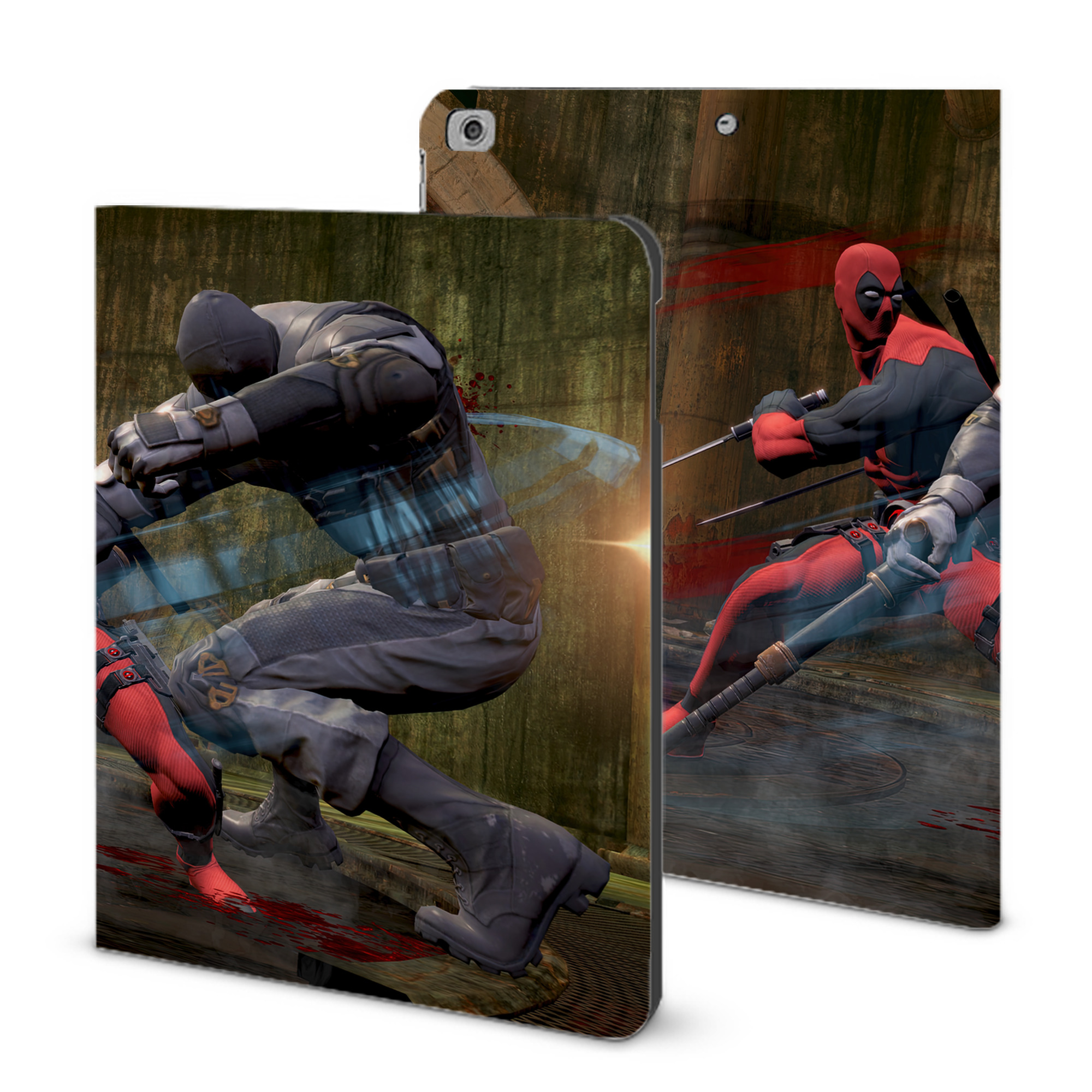 （画像用） Deadpool デッドプール IPad ケース ブック型 PUレザー TPU 耐衝撃 軽量 薄型 ペン収納なし 全面保護 IPad 各モデル対応
